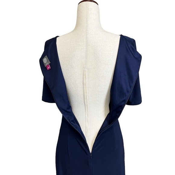 Vince Camuto 1/2 Sleeve Ruched Waist Knee Length Dress. Navy Size 6 #1356 - Picture 5 of 7